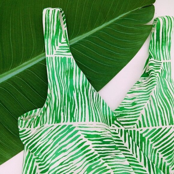 Calia Side Tie Swimsuit Size 4 NEW Tropical Palm White Green One Piece Carrie - Picture 3 of 11